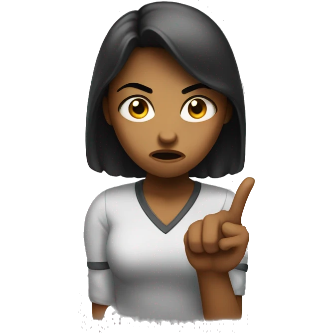 angry girl showing disapproval with hand sign in front of her  emoji