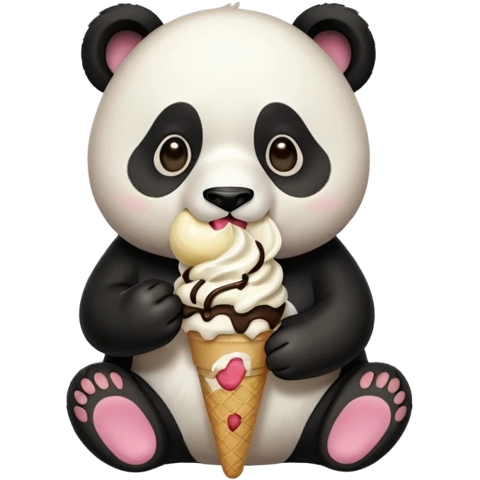 Panda eating ice cream emoji