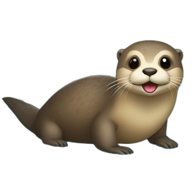 Loutre sur tortue avec oiseau emoji