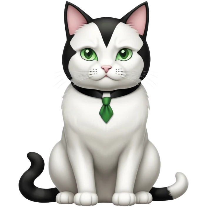 Buff Jacked up Huge jumbo Super Duper Muscular Cat with a 10 pack full body black and white tuxedo colored body and green eyes  emoji