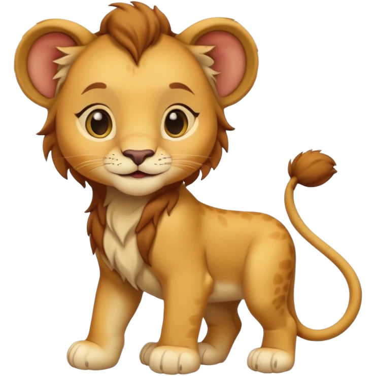 in lion family, only baby Girl lion., full body, single tail emoji