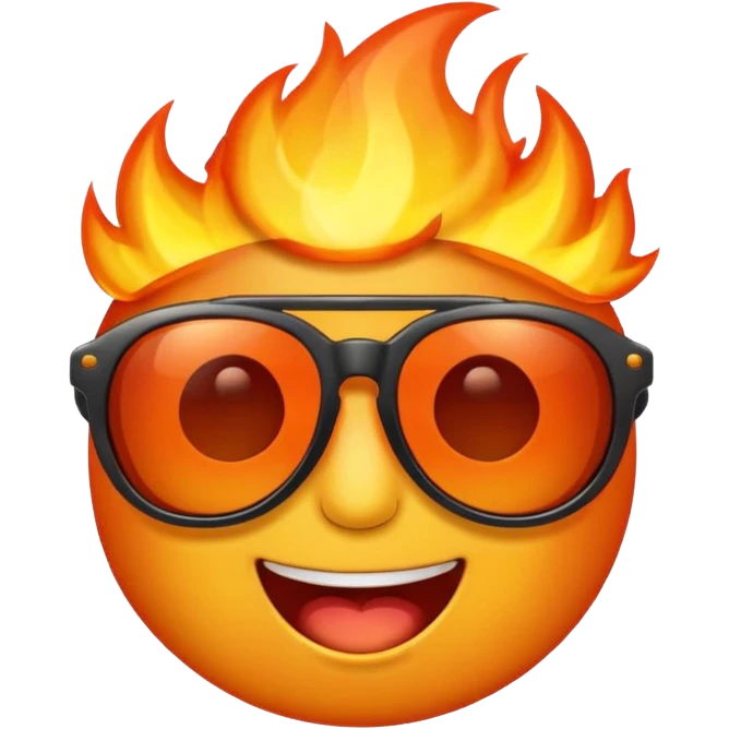 Make a fire emoji with sunglasses but without a face, just fire with glasses.WITHOUT A FACE emoji