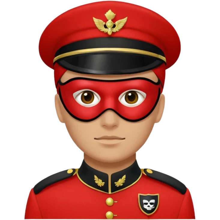 Create a red-uniformed guard with black mask marked by a white square symbol. emoji