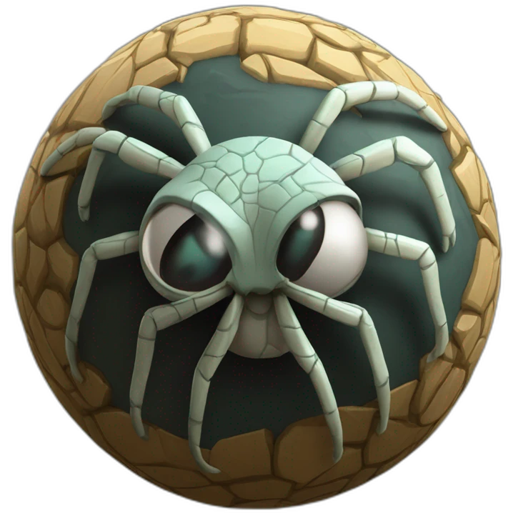 3d sphere with a cartoon Cave Spider skin texture with Eye of Horus emoji