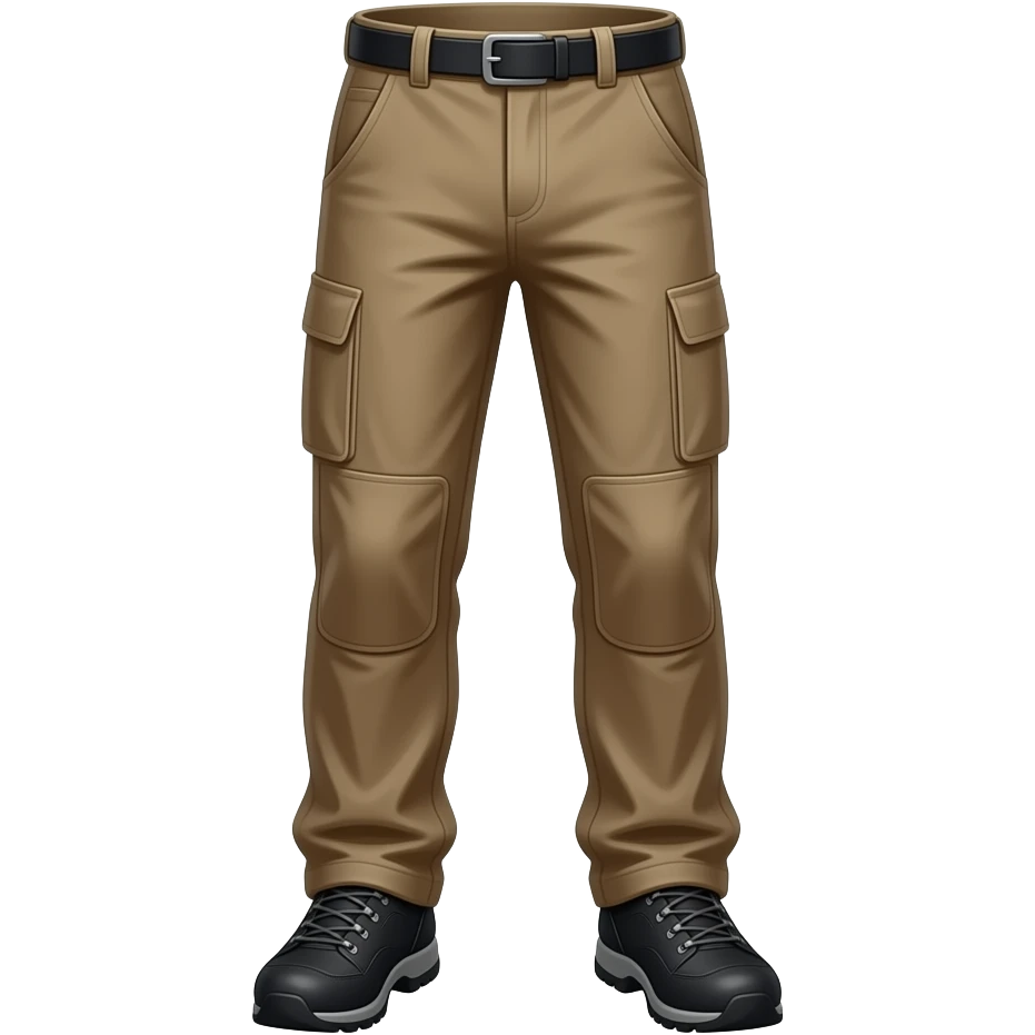 Brown cargo pants and black hiking shoes emoji