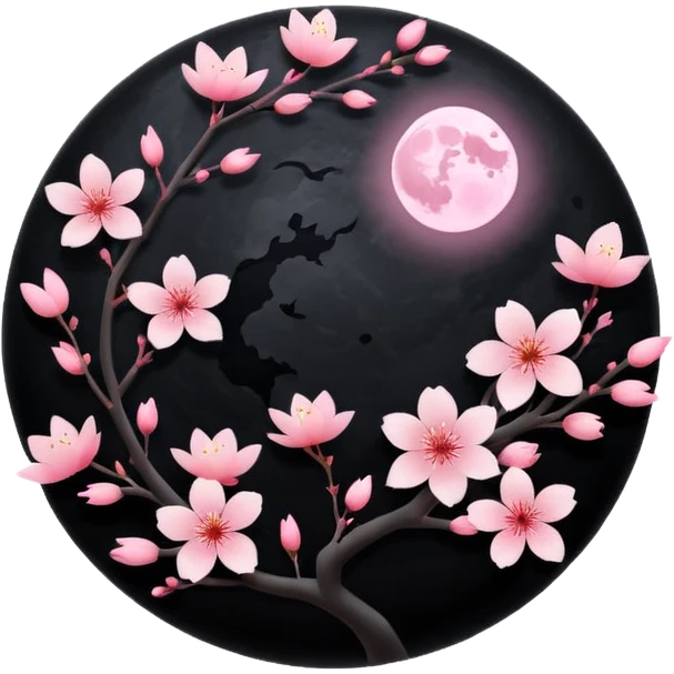 black moon with sakura blossom emoji
