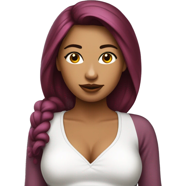 Señorita pelo vino tinto y largo, piel blanca con pijama  emoji