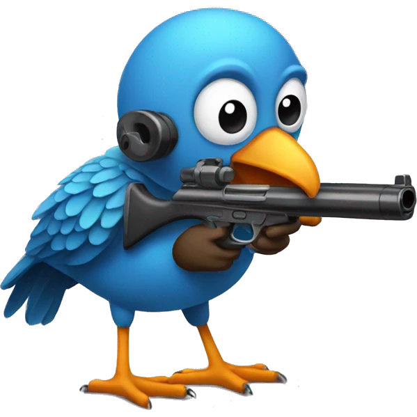 Bird holding a toy gun emoji