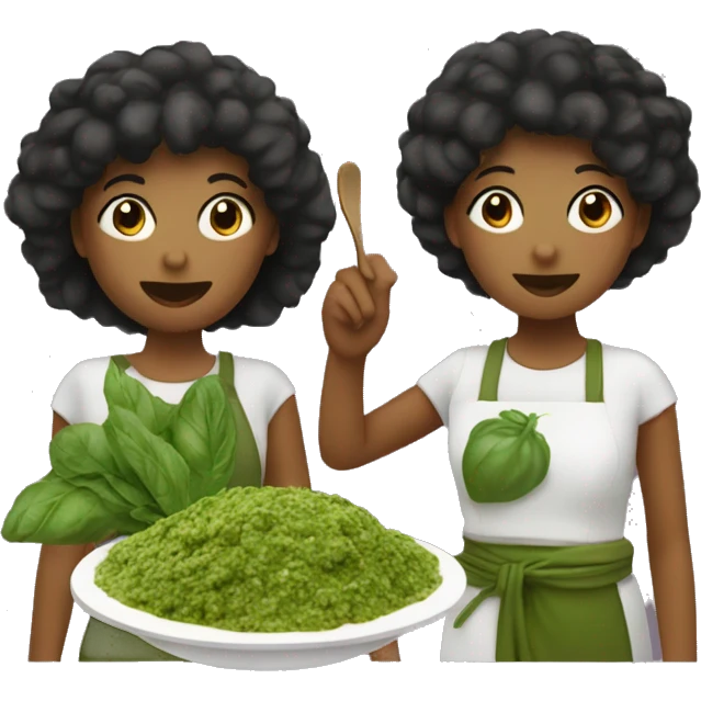 2 vegetarians girls who eats pesto emoji