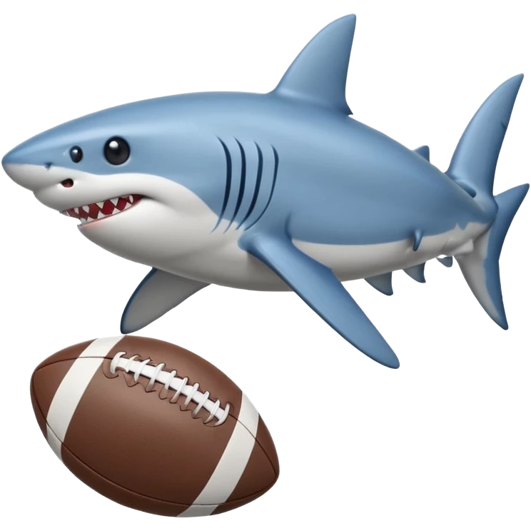 blue shark emoji with rugby ball emoji