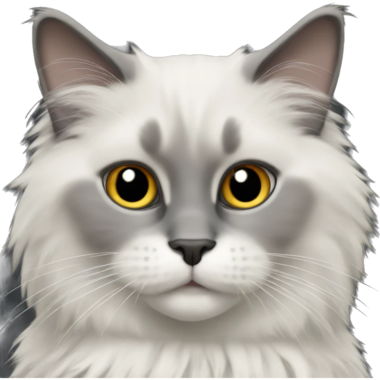 gray ragdoll cat with a dark fluffy  emoji