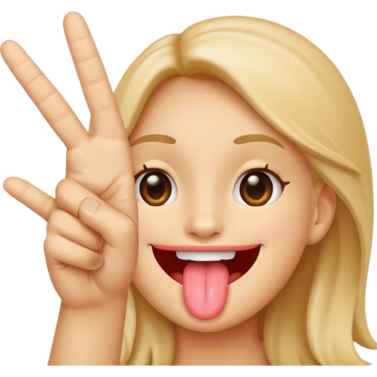Grinning face with tongue holding up a hand making a peace sign emoji