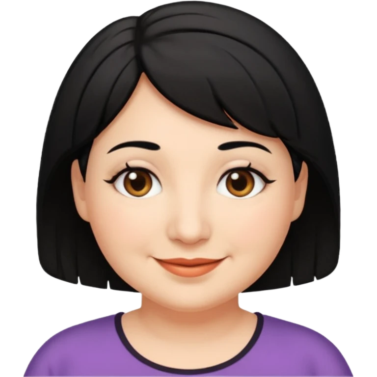 woman 60, brown eyes, very short weavy black hair, chubby emoji