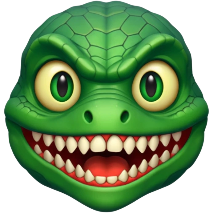 Reptilian humanoid, sharp teeth, small horror emoji, no background emoji