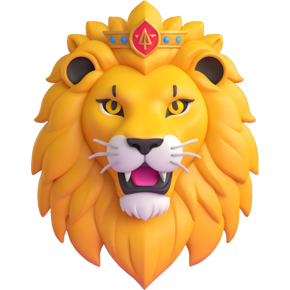 Augustus lion sigil with golden mane emoji