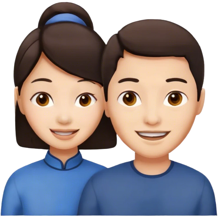 Asian brunette couple  emoji