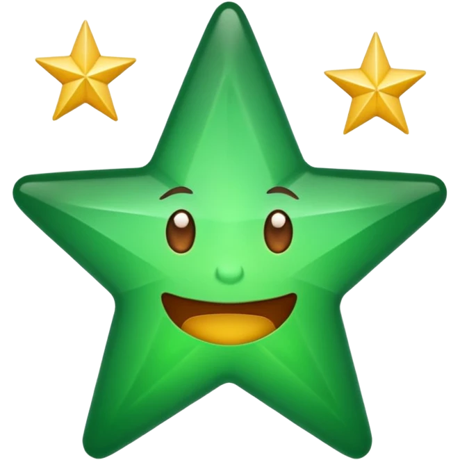 an emoji with the green star of the five star award logo emoji