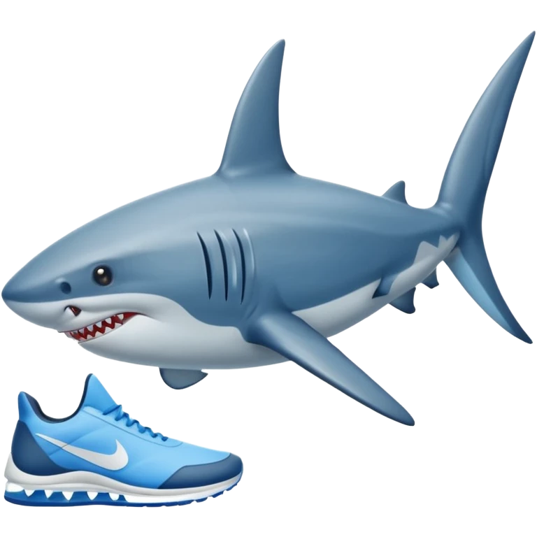 Requin avec trois chaussures nike bleu au pied emoji