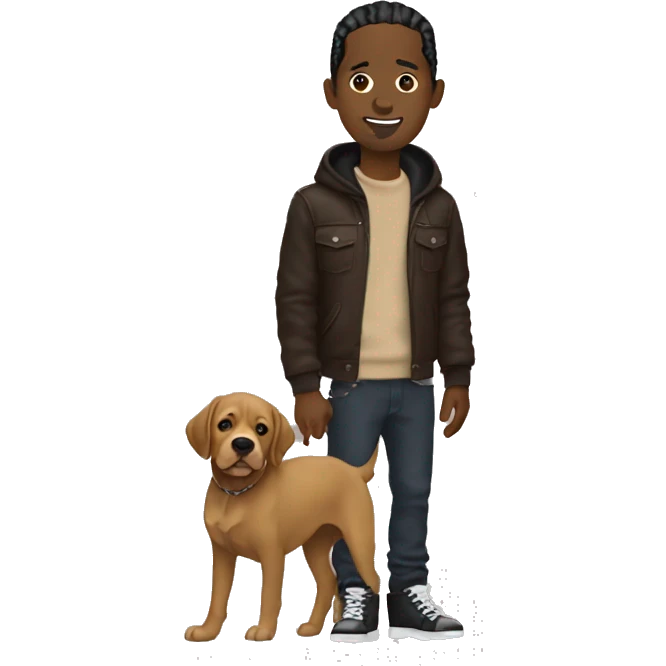 Travis Scott holding a brown Labrador emoji