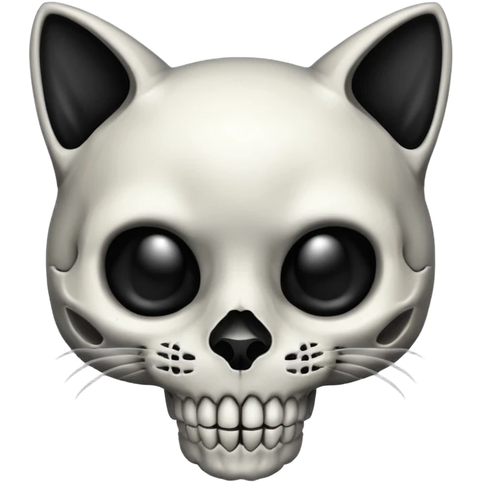 Dark Cute Cat skull black silver  emoji