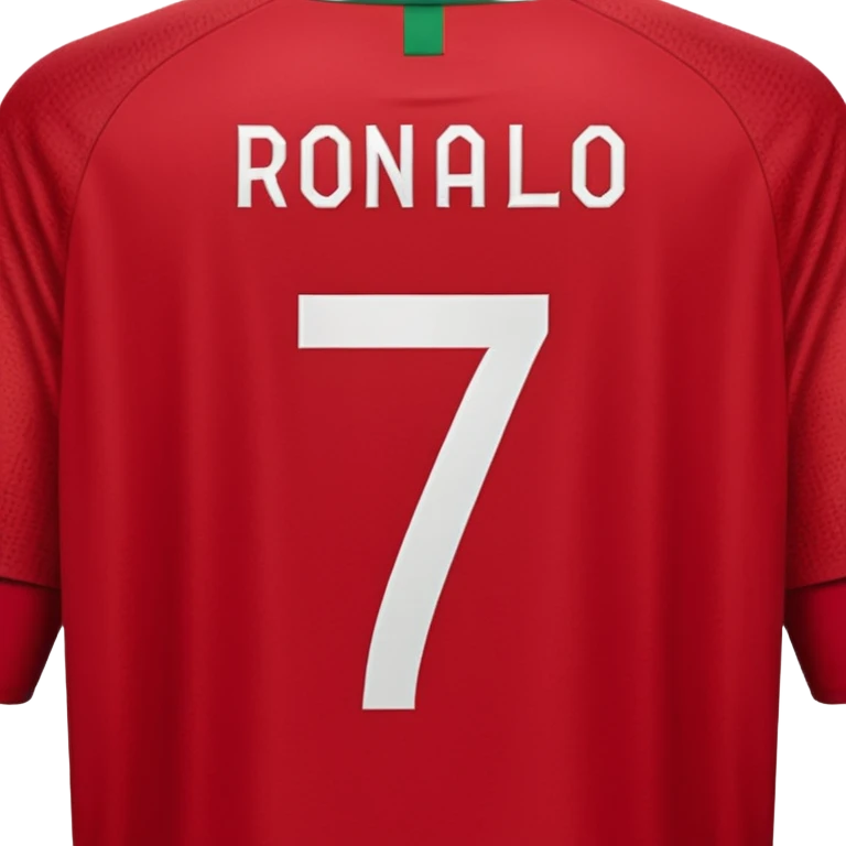 Create back side jersey of Portugal football team of red colour. Name "RONALDO" emoji