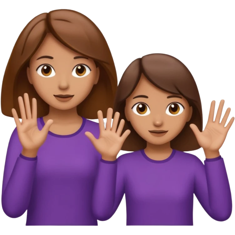 Two girls saying six seven one with brown hair. And doing hand movements  emoji