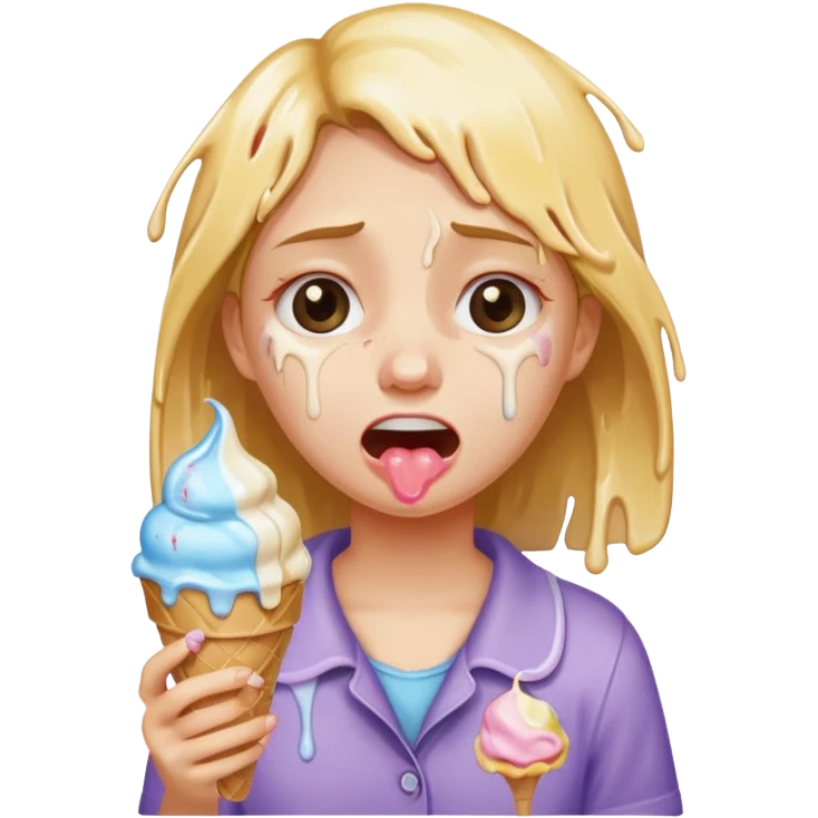 a crying girl with an ice cream  box emoji