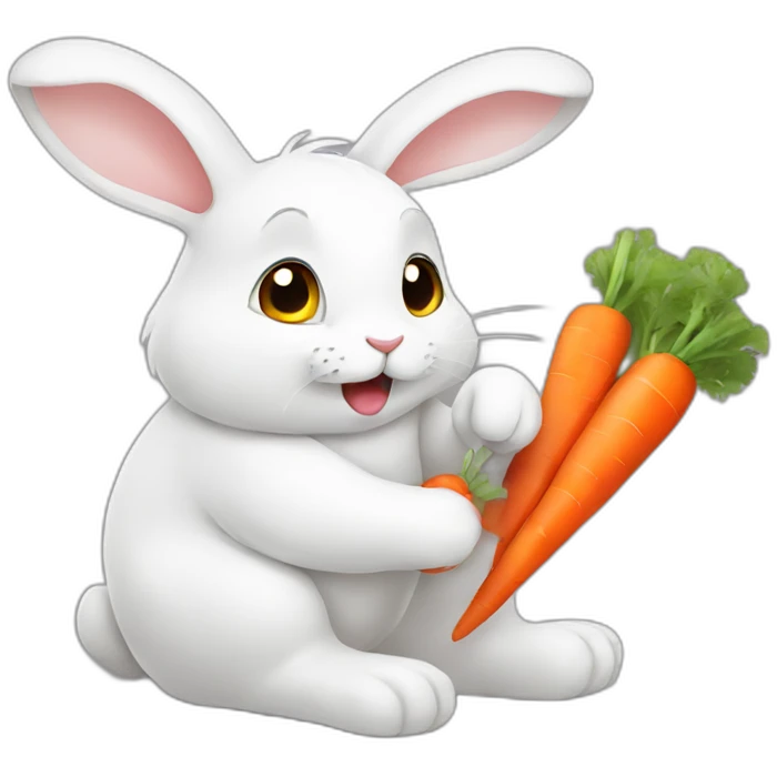 white rabbit eating carrot emoji