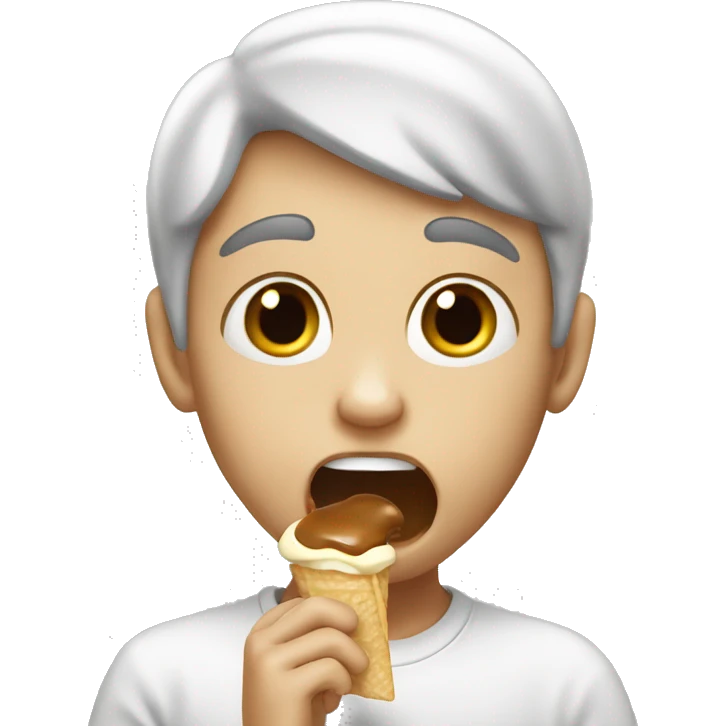 Real boy eating cream emoji