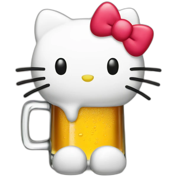 Hello Kitty with a beer emoji