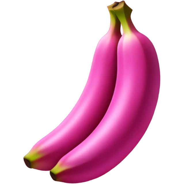 Realistic 3 large Hot pink bananas with glitter no yellow emoji