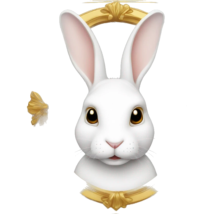 white rabbite face, luxury style, gold border emoji