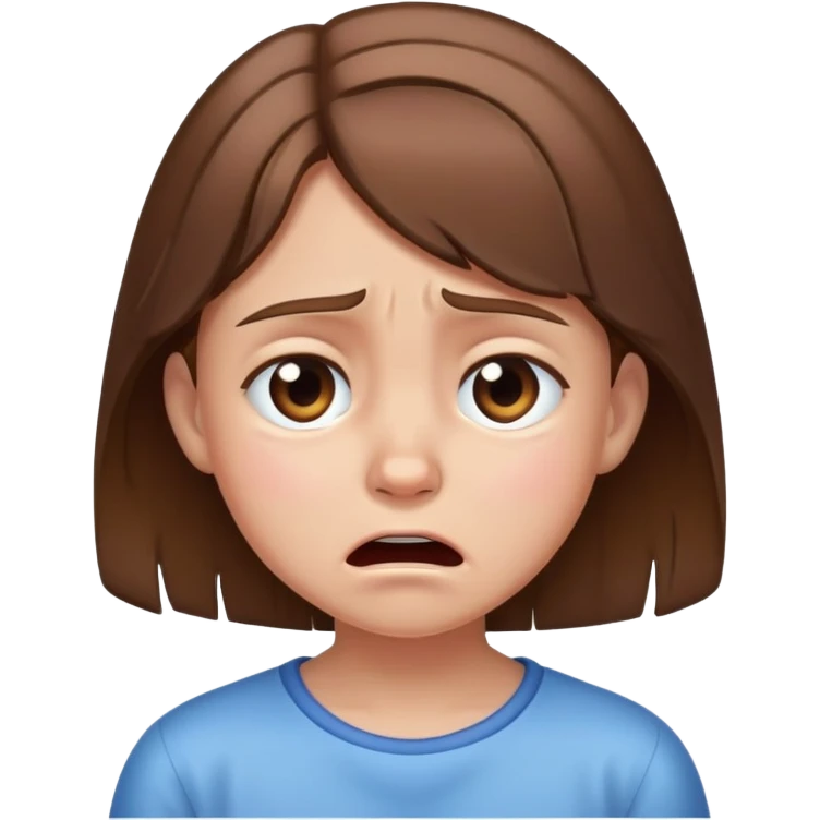Crying 10 year old brown hair emoji