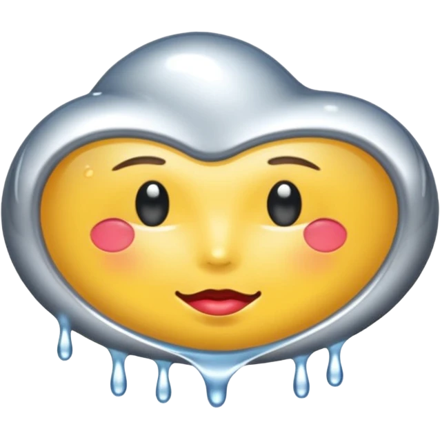 wet chrome surface, silver liquid shine, intimate erotic mood emoji