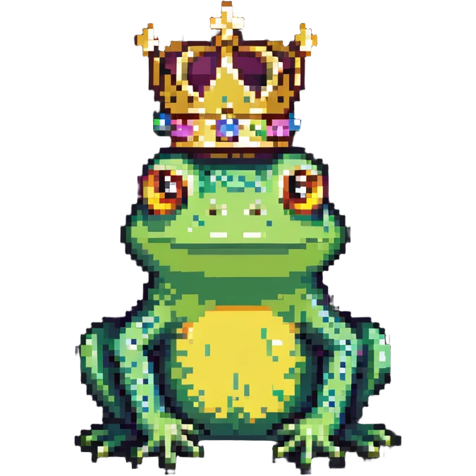 frog wearing a crown emoji