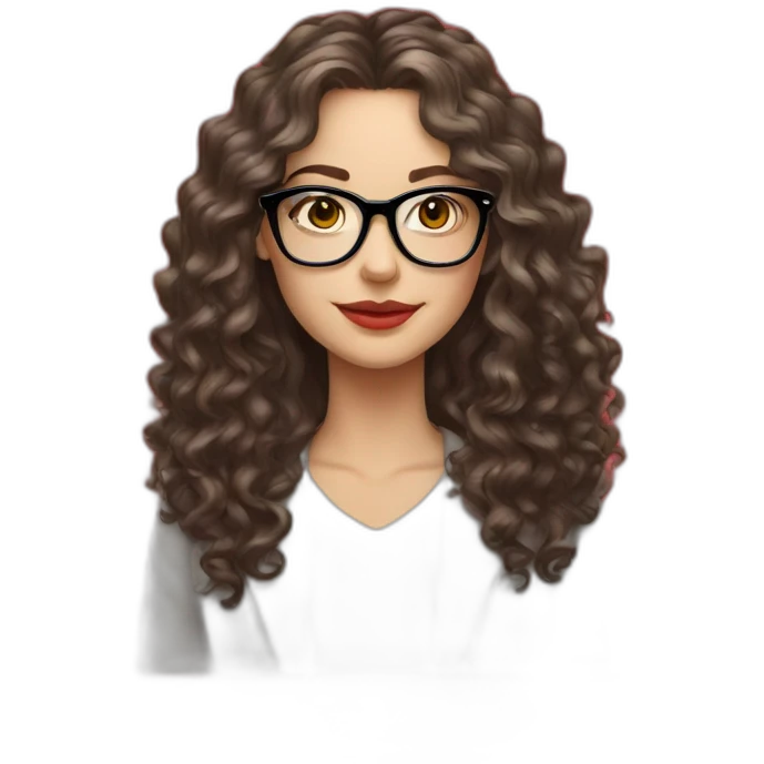 White Girl,modern glasses, tall, Christmas parties, beautiful, long curly hair, red background  emoji