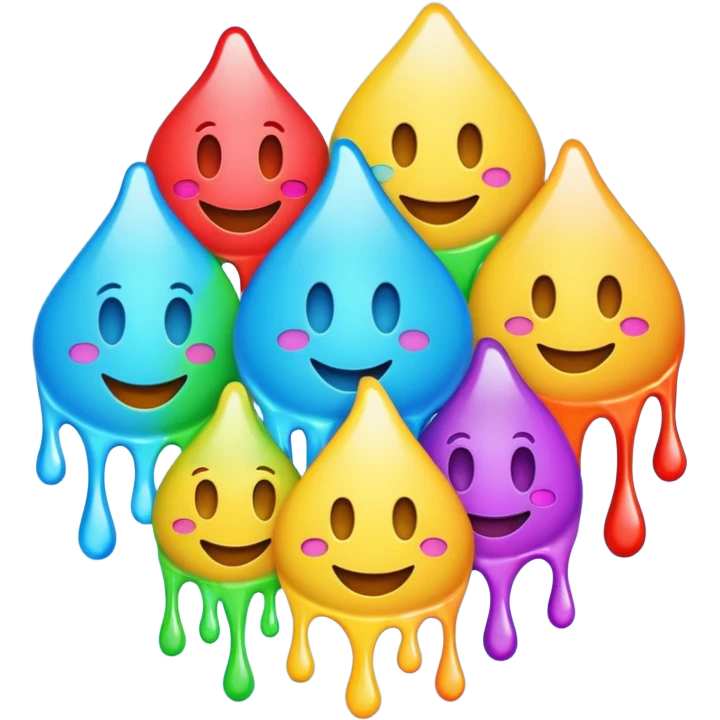MultiColorful psychedelic melting dripping emojis emoji