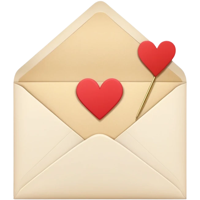 open envelope with a decorative invitation card slightly popping out, showing a heart or star icon emoji