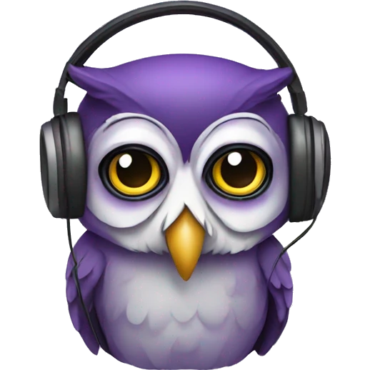 owl with headset, owl color purple emoji