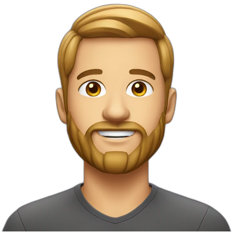 Personal coach with beard earrings pretty smile oval face and right side parting emoji