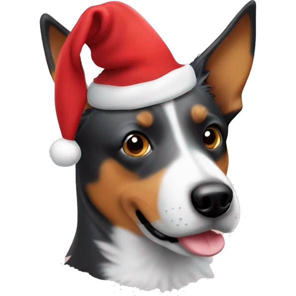 Australian cattle dog in Santa hat  emoji