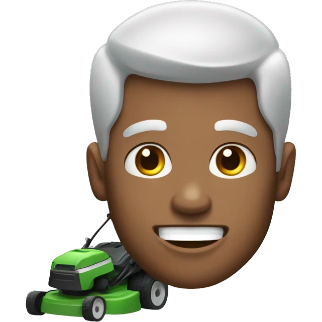 man with no teeth and lawn mower emoji