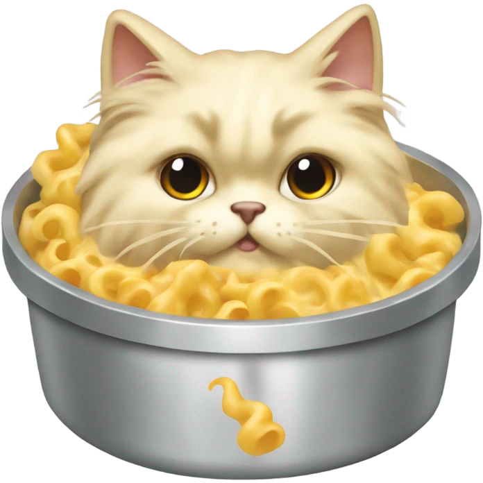 himalayan long hair cat cooking mac and cheese  emoji