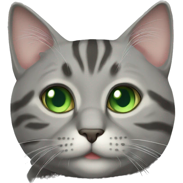 Chunky grey tabby cat with green eyes emoji