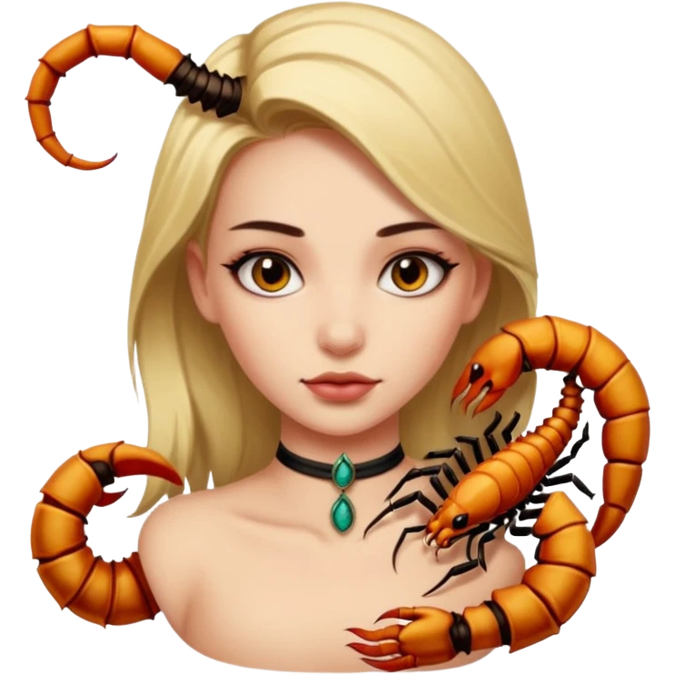 Girl having Scorpion Tattoo on the neck. emoji