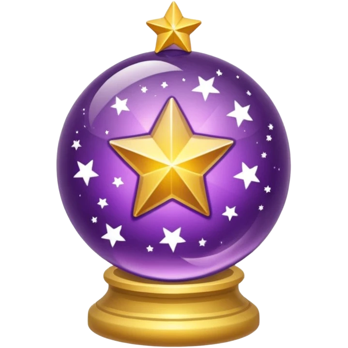 Bola de cristal roxa com estrela dourada brilhante dentro emoji