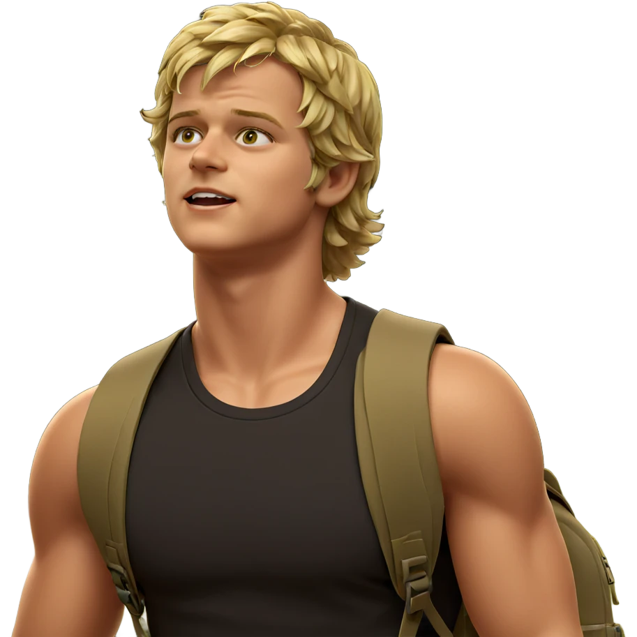 blonde boy outdoors with backpack emoji