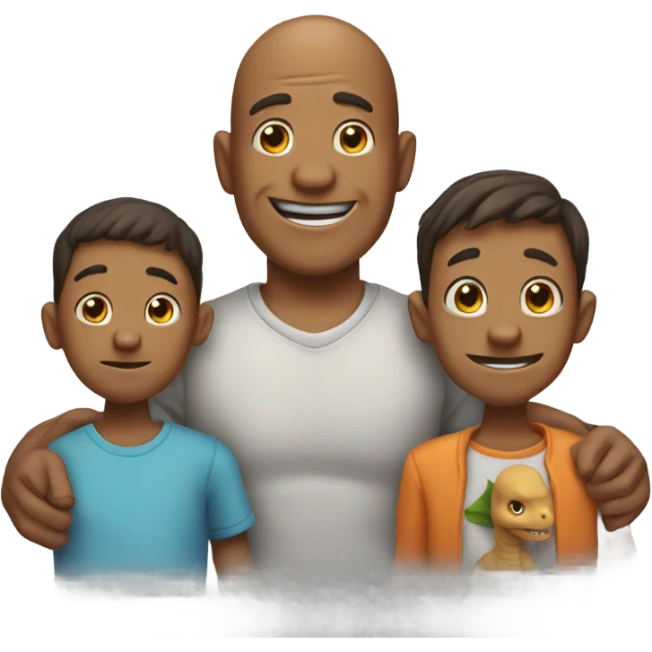 dinosaur bald father and 3 sons emoji