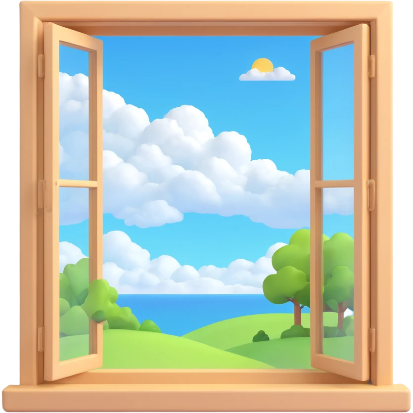 a big full width/height window with a idyllic scenery skylight and clouds visible emoji