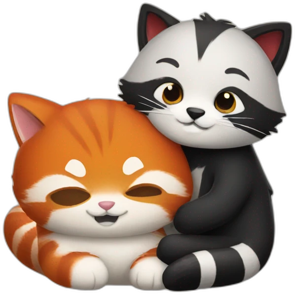 cat-and-red-panda-hugging emoji